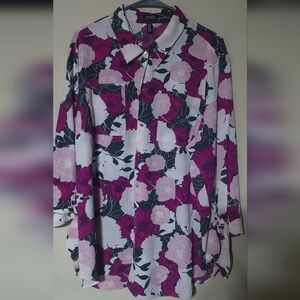 Jones New York Pink and Black Floral Top